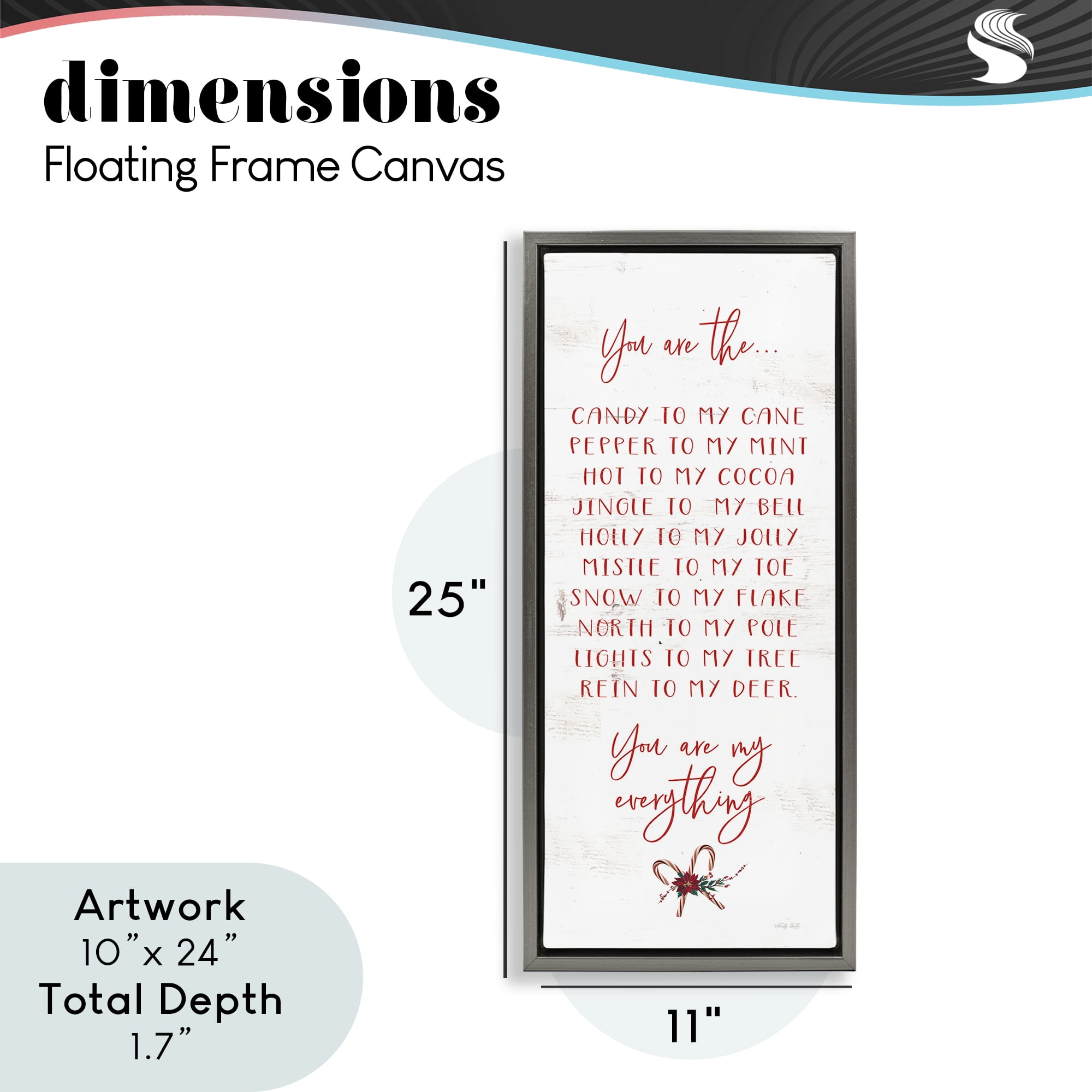 My Everything Holiday Romance Gray Framed Floater Canvas Wall Art, design by Cindy Jacobs