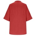 thumbnail image 5 of Auralook Linen Tops for Women Solid Loose Fit Short Sleeve Plus Size Shirts Summer Button V Neck Casual Dressy Blouses, 5 of 9