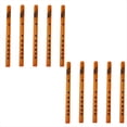thumbnail image 1 of Paquete de 10 Flautas Bambú Tradicionales Chinas 6 Agujeros, Clarinete, Instrumento Musical para Estudiantes, Color Madera, 1 of 5