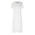 thumbnail image 4 of Women's Elegant Summer Maxi Dresses Floral Lace Short Sleeve Empire Waist Floor Length Casual Beach Long Dress (Small, White), 4 of 5