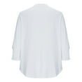 thumbnail image 4 of HAiming 3/4 Sleeve Womens Pullover Tops Dressy Ruffle Casual Blouses V Neck T Shirts with Smocked Cuffs, 4 of 5
