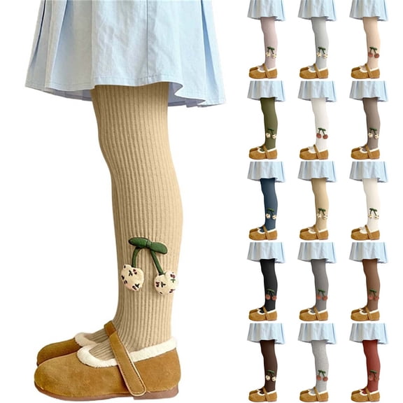 Girls Knit Cotton Footed Tights Stretch Pantyhose Soft Breathable Dance Leggings, Daily Stockings for Kids Outdoor Daily Wear Yellow 6-7 Years