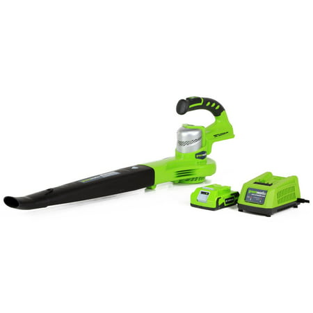 Greenworks 24V 90/130 MPH Dual Speed Cordless Blower, 2.0 AH Battery Included (Best Cordless Blower 2019)