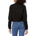thumbnail image 2 of YDX Women's Jeans Denim Jacket Ripped Raw Hem Cropped White, Basic Black, Small, 2 of 2