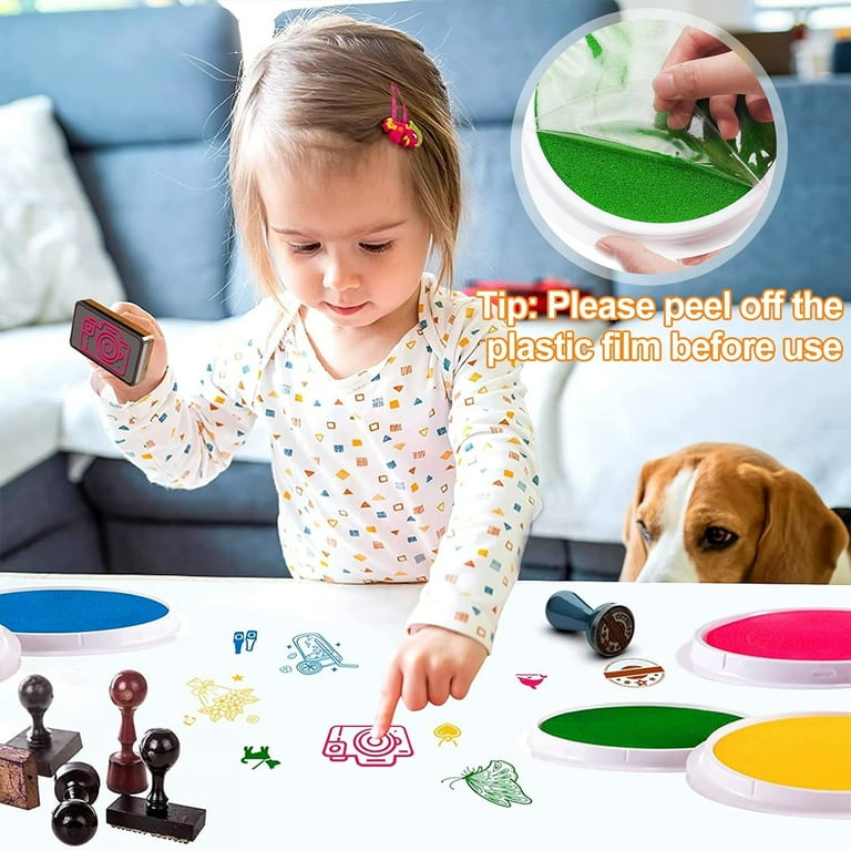 Kit 8 Inchiostri Per Dita - Tamponi Colorati Per Bambini, Pittura E Timbri, Facili Da Pulire - Foto 5