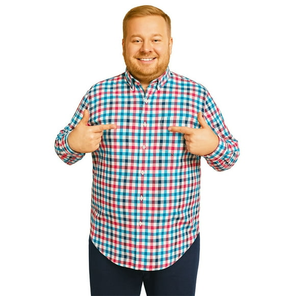 Big Kong camisa cuadros rosa manga larga tallas grandes hombre hombre