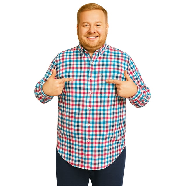 Big Kong camisa cuadros rosa manga larga tallas grandes hombre hombre