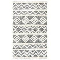 SAFAVIEH Kenya Constance Southwestern Wool Area Rug, Ivory/Black, 6' x 9'