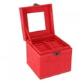 thumbnail image 3 of Oubit Wooden Jewelry Box,Wooden Red Solid Color Jewelry Box Jewelry Case Built for Precision, 3 of 9