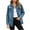 Blue, variant on Tqcoqu Women's Solid Long Sleeve Denim Jacket,Lapel Button Down Ripped Distressed Shacket with Chest Pockets