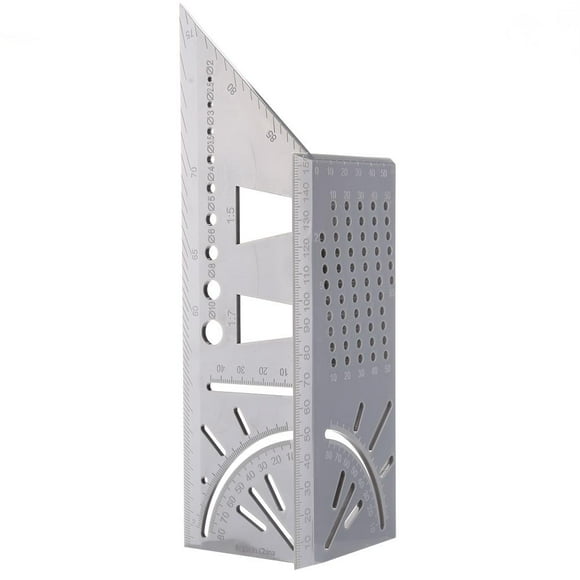 Peggybuy 3D Mitre Angle Measuring Square Gauge Woodworking Line Scribe Ruler (Grey)