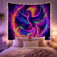 thumbnail image 2 of Psychedelic Phoenix in Cosmic Ring, Dramatic Fantasy for Dark Art Lovers, Mystical Wall Decor, Halloween Gift, Tapestry Wall Hanging for Bedroom and Living Room, 2 of 7