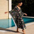 thumbnail image 4 of SEANATIVE Women Kaftan Beach Coverup Dress Plus Size Caftan Side Slits Maxi Dress Stylish Loungewear Trendy Swimsuit Cover Up for Beach Pool Vacation, Butterfly Mushroom Flower Black, 4 of 7