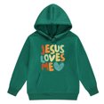 thumbnail image 4 of Girls Hoodies Set Jesus Hoodies Cute Letter Print Long Sleeves Loose Pullover 2 Piece Tween Fall Outfits Essentials Sweatshirt for Kids 3-4 Years, 4 of 6