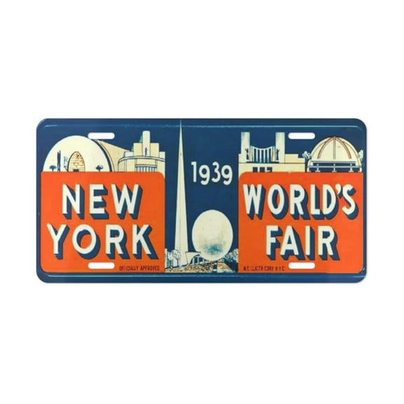 1939 Worlds Fair Souvenir REPLICA Vanity license Plate - Aluminum ( 12 inch x 6 inch )