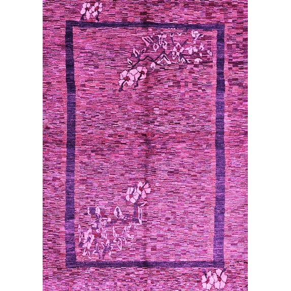 Ahgly Company Indoor Rectangle Abstract Pink Contemporary Area Rugs, 5' x 7'