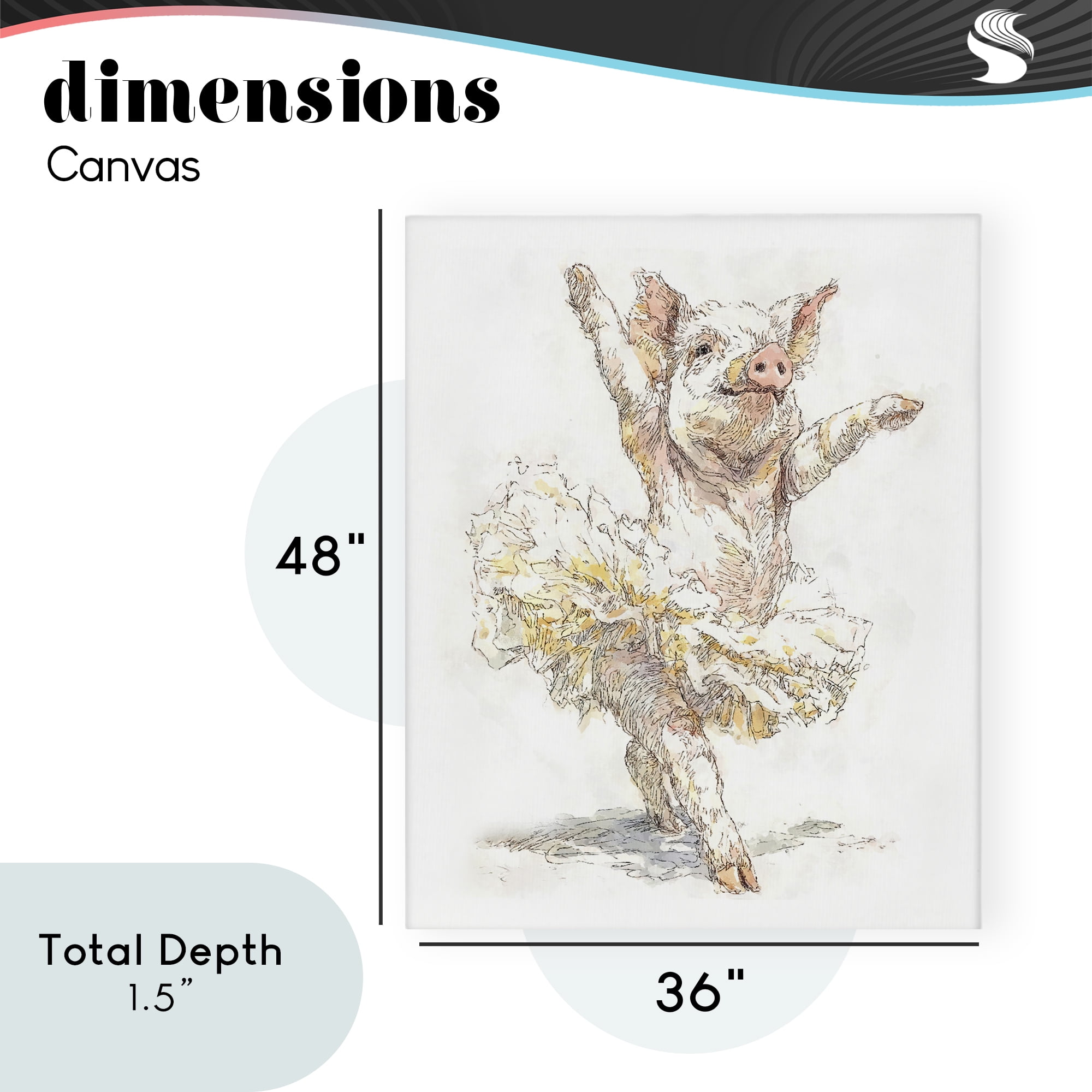 Ballet Pig Tutu Canvas Wall Art, design by Ziwei Li
