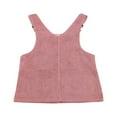 thumbnail image 3 of Infant Little Girl Corduroy Suspenders Skirt Solid Color Adjustable Straps Short Dress with Two Pockets, 3 of 7