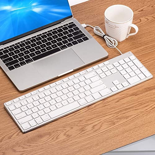 Teclado USB con Cable de Aluminio con Teclado Numérico para Apple Mac