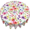 thumbnail image 6 of Spring Summer Floral Round Tablecloth 60 Inch Flower Table Clothes Multicolor Rustic Reusable Circle Table Cover for Picnic Party Dining Room Home Indoor Outdoor Decor, 6 of 6