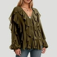 thumbnail image 2 of Women's Fashionable Color Layered Decorative V Neck Long Sleeve Shirt Cardigan Sweaters for Women, 2 of 2