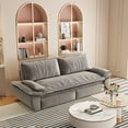 thumbnail image 2 of 73.2" Queen Pull Out Sofa Bed,3-in-1 Convertible Sleeper Sofa,Multi-Functional Velvet Loveseat Bed,Grey, 2 of 12