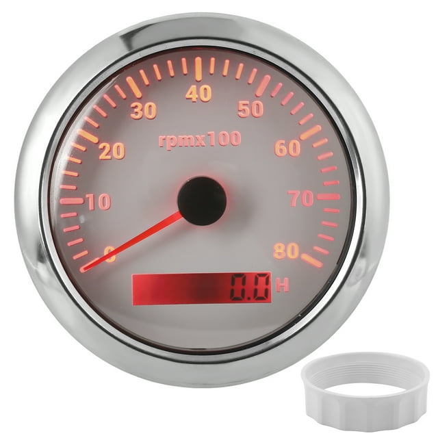 Boat Tacho Gauge, Tachometer 0-8000RPM 7 Colors Backlight IP67 Waterproof Pointer Type For RVs For Yachts White,Black