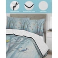 thumbnail image 4 of Quilts Full Size Bedding Set, Watercolor Forest Birds Lightweight Quilted Comforter, Blue Trees Seasonal Floral Soft Reversible Bedspread Coverlet with Pillow Covers for All Season, 78" x 90", 4 of 7