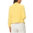 thumbnail image 4 of INSPIRE CHIC Women's Blazer Open Front Wear-to-Work Summer Crop Suit Jacket M Yellow-Solid, 4 of 7