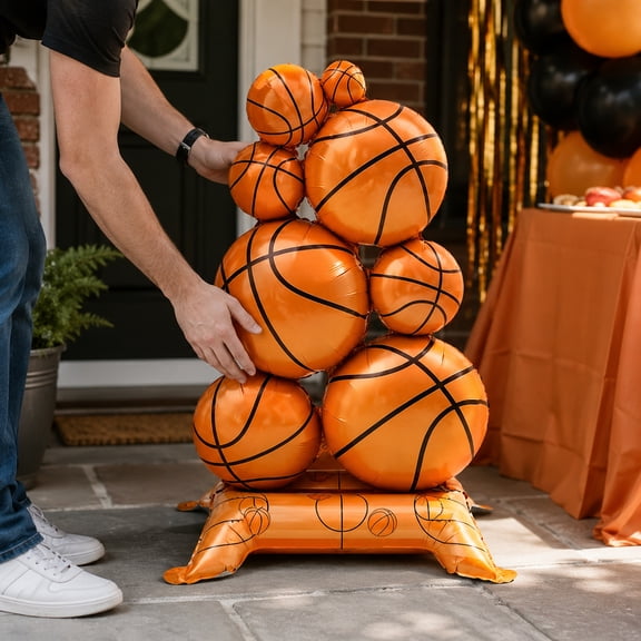 StlyGar Giant 3.5ft Basketball Foil Balloon with Field Base Party Decor