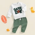 thumbnail image 5 of Boys Clothes Spring Fall Embroidered Letter Football Print Long Sleeve Hoodie Jogger Pants 2 Piece Girls Outfits White 0-6 Months, 5 of 7