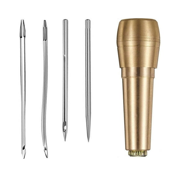 Leather Sewing Awl Tool with Handle Leatherworking Tool Curved/Straight Hook Needle Awl For Leather Thick Canvas Fabric