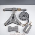 thumbnail image 1 of Light Grey Corduroy Dog Collar And Leash With Custom Engraved Nameplate, 1 of 17