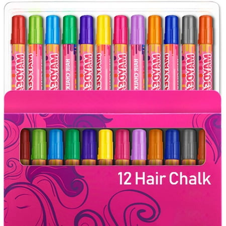 Maydear Hair Chalk Pens 12 Colors Temporary Hair Color for Hair Dye, Non-Toxic & Safe for kids, Great Birthday Gift for Girls - image 1 of 5