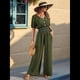 thumbnail image 4 of Mono de Mujer de Corta con Cuello en V, Elegante, Informal, con Pierna y Pantalones. Verde L, 4 of 10