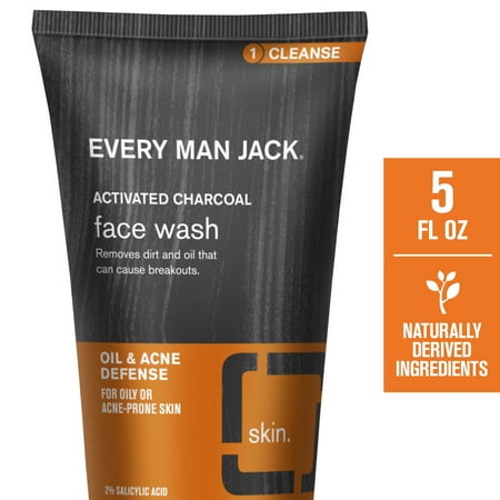 Every Man Jack Activated Charcoal Oil Defense Daily Energizing Face Wash for Men, 5 oz