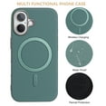 thumbnail image 2 of for iPhone 16 Plus PU Leather Case, Classic Phone Case Smooth Matte [Compatible with Magsafe], Plating Bumper Frame Lightweight Magnetic Anti-Scratch Cover for iPhone 16 Plus, Green, 2 of 6