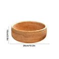 thumbnail image 3 of Handwoven Rattan Storage Basket | Natural Wood Fruit & Vegetable Drainage Basket | Kitchen & Living Room Organizer | 26x26x10cm Snack & Bread Basket, 3 of 6
