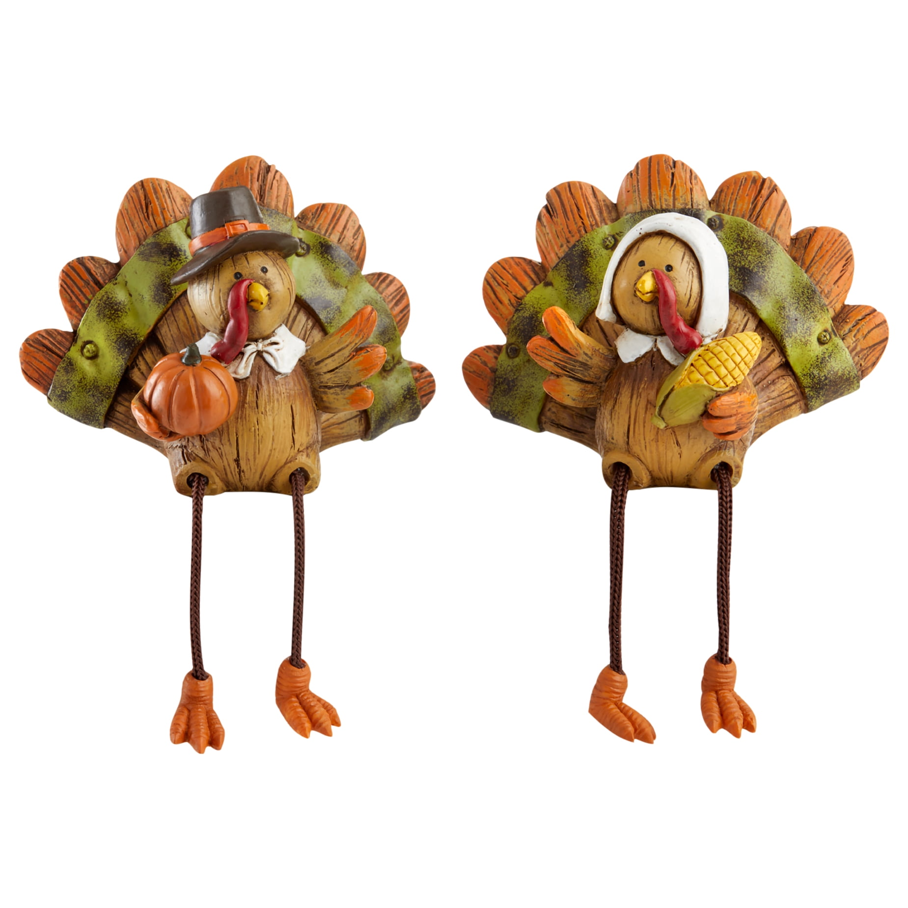 Turkey Pilgrim Rope Leg Brown 7 inch Resin Stone Thanksgiving Figurines ...