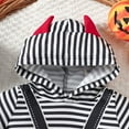 thumbnail image 5 of REDARER Baby Halloween Striped Long Sleeve Romper with Hood - Cartoon Skull Print Jumpsuit for Boys Girls,Size:18-24 Months, 5 of 9