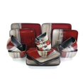 thumbnail image 1 of Elama Square Stoneware Loft Collection Dinnerware Dish Set, 16 Piece, Red and Tan with White Accents, 1 of 10