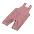 thumbnail image 4 of Infant Baby Girls Boys Corduroy Bib Pants Solid Color Button Pocket Strapless Overalls Clothes Pink 3-6 Months, 4 of 9
