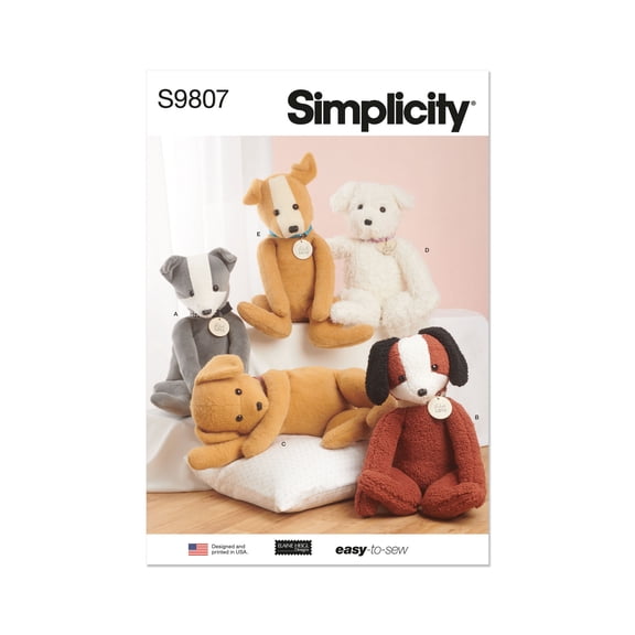 Simplicity Sewing Pattern 9807 - Poseable Plush Animals by Elaine Heigl Designs, Size: OS (One Size)