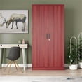 thumbnail image 2 of Pemberly Row Two Doors Modern Wood Armoire Wardrobe Cabinet in Mahogany, 2 of 10