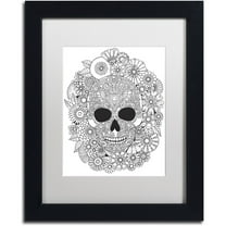 Trademark Fine Art "Sugar Skull Wreath" Canvas Art by Hello Angel, White Matte, Black Frame