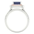 thumbnail image 4 of Clara Pucci 14K White/Rose Gold 3.05 Simulated Blue Sapphire Engraveable Engagement Ring + Wedding Band Set, 4 of 7