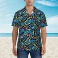 thumbnail image 4 of Balery Love Music Print Men's Hawaiian Shirts Short Sleeve Beach Shirt Relaxed Fit Vacation Button Down Shirts-Small, 4 of 9