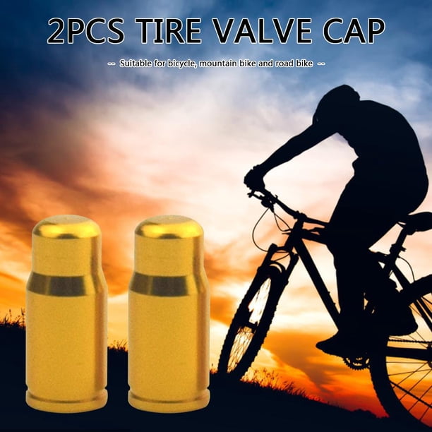 Tapa De Válvula De Neumático De Bicicleta 2 tapas de válvula de neumático Presta para bicicleta, tapa de válvula de bicicleta de aleación de aluminio (dorado)