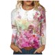 thumbnail image 1 of Blusa superior informal con cuello redondo y estampado de manga larga para mujer, color rosa intenso/L, 1 of 6