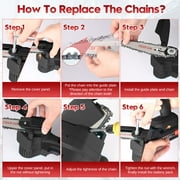 Mini Chainsaw Cordless with 2 Battery 2 Chain, Tanbaby 6 inch Handheld Pure Copper Motor Chain Saw Kit for Wood-Cutting